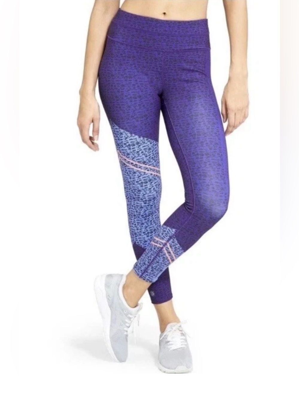Athleta Asym Camo Sonar 7/8 Tight Leggings Blue Purple Multi Size small
